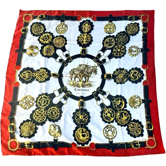 Hermes Black and Gold Equestrian Scarf 35x35” - Picture 5 of 8